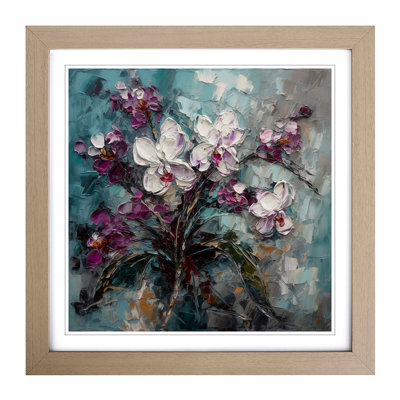 Orchid Flower Palette Knife Painting No.3 - Framed Print