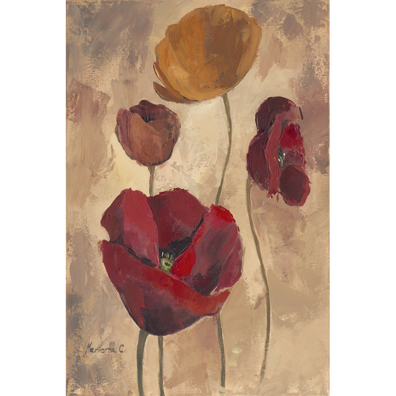 Coquelicots texturés I, H 12 po x l 8 po
