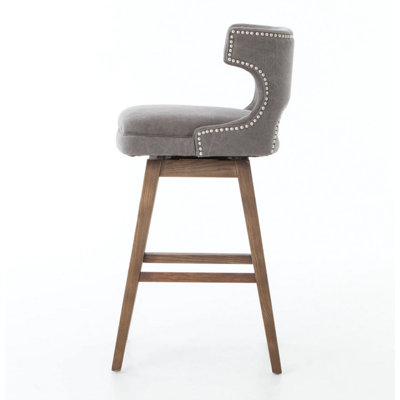 Milano Swivel Upholstered Counter Stool with Solid Wood Frame