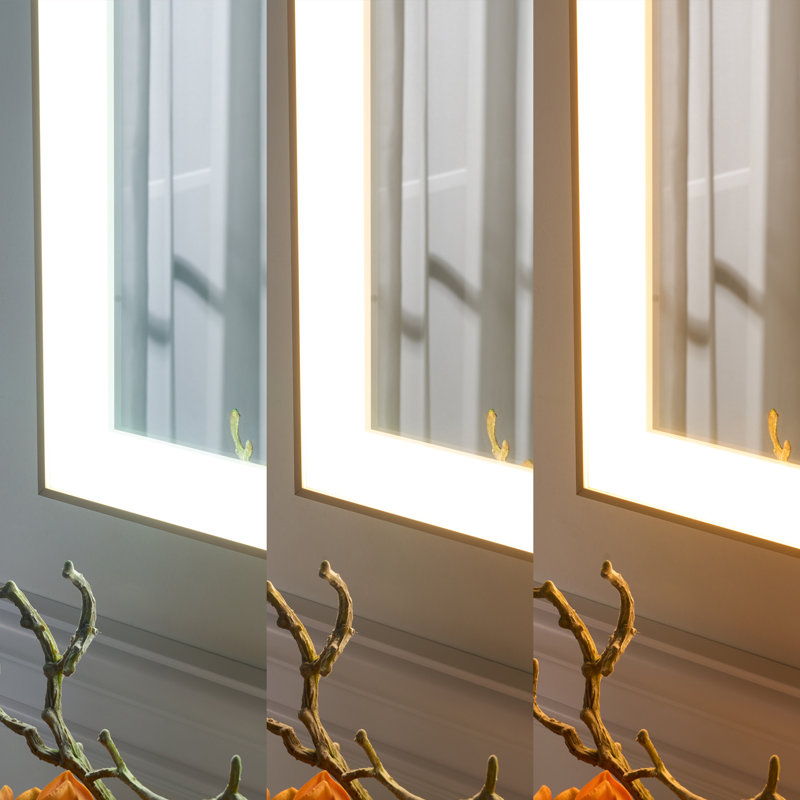 Edlun Bathroom Framed LED Mirror Anti-Fog With Dimmable Light Touch Sensor And Memory Function, 28" x 60", Gold