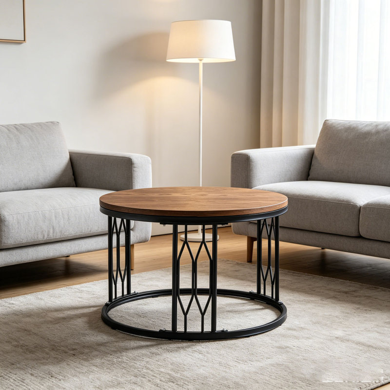 Table basse 27,5 pouces, Walnut+black