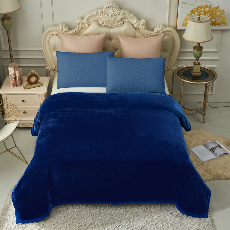 Couverture en vison , Grand, Bleu marine