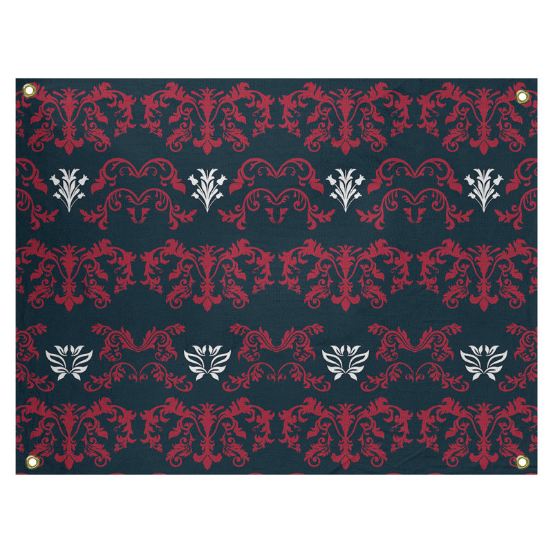 Tapisserie baroque en polyester polyester, H 50 po x l 59 po, Noir / Rouge / Blanc