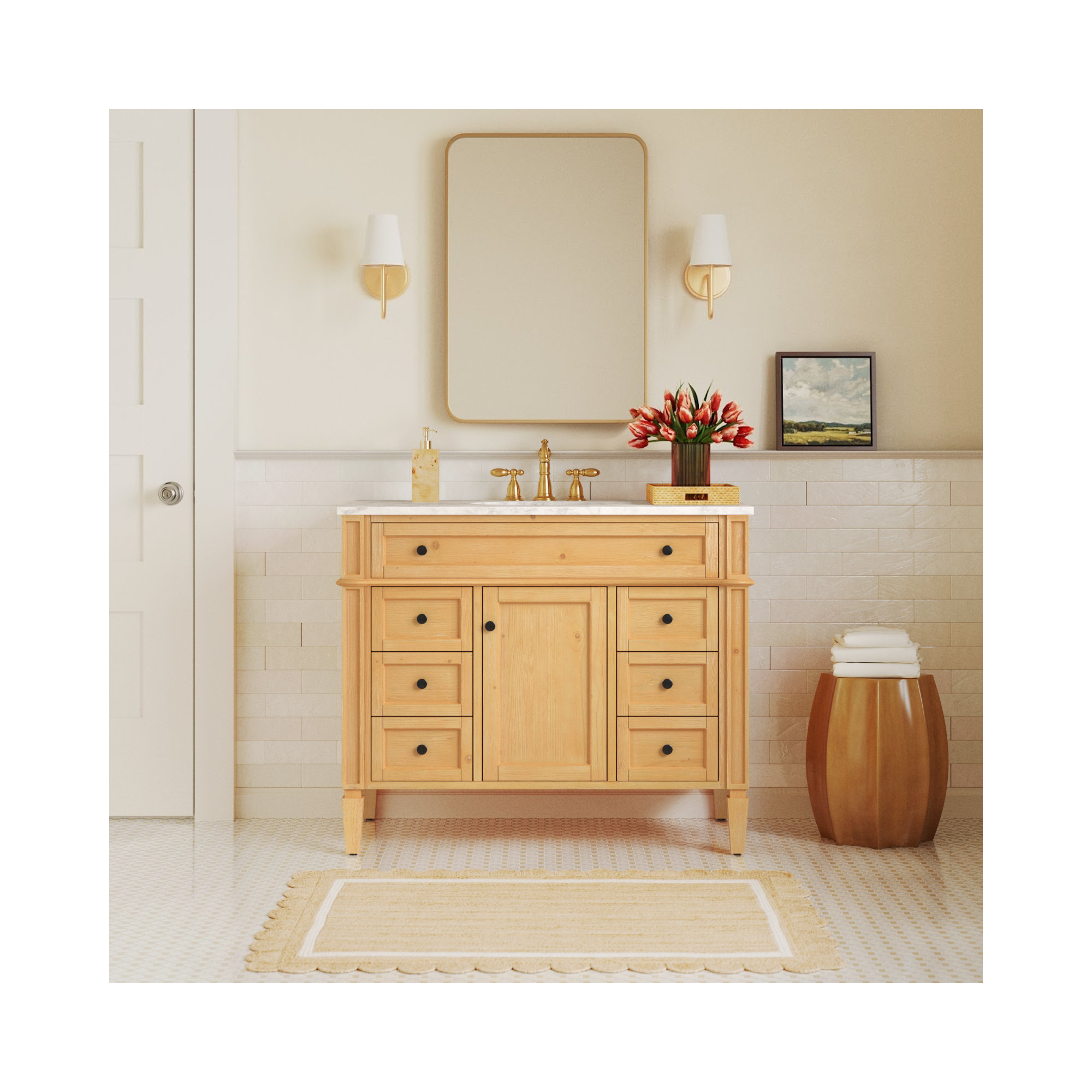 Rivers 42'' Single Bathroom Vanity, Natural Wood