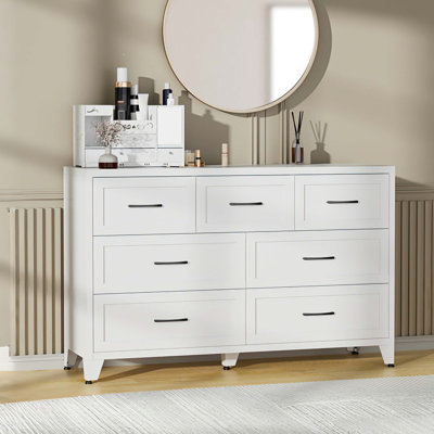 7-Drawer Low-Profile Storage Cabinet for Bedroom and Living Room
