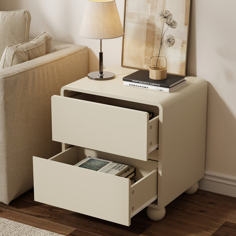 Ensemble de chambre à coucher 3 pièces, commode 6 tiroirs et ensemble de table de chevet 2 pièces, Beige