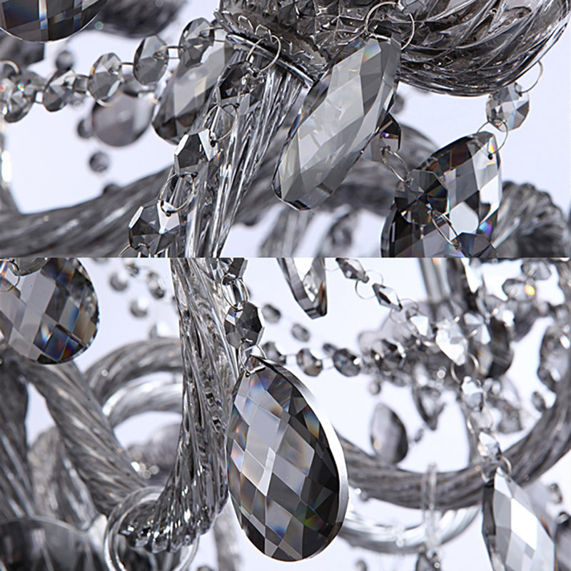 Ames Genuine Grey Crystal Chandelier, 60cm H x 55cm W x 60cm D