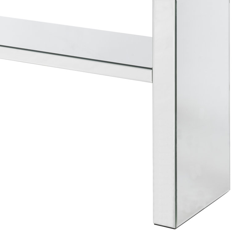 Prokop Transitional 47"L Rectangular Sofa Table in Mirrored & Faux Diamonds