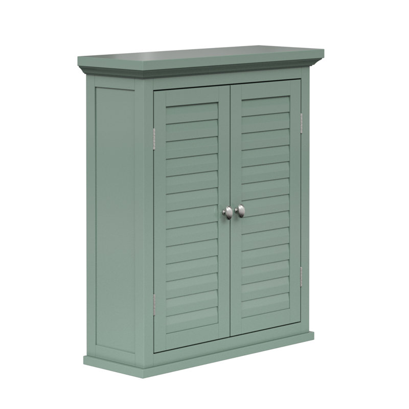 Glancy Two Shutter Doors Removable Wooden Corner Wall Cabinet, Sage Green