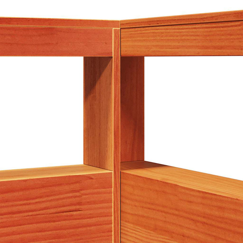 Solid Wood Storage Bed, European Double (140 x 200 cm), Wax Brown
