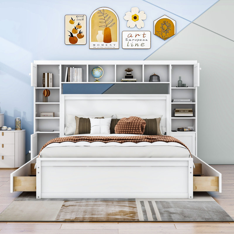 Alvinia Platform Storage Bed, Queen, White