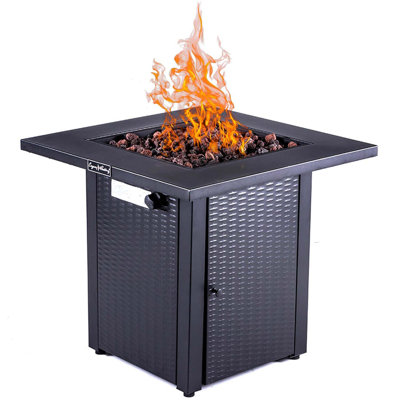 Outdoor Propane Fire Pit Table,50,000BTU, Outside Gas Dinning Fire Table With Lid, Rattan & Wicker-Look, Lava Stone,ETL Certification, With Adjustable Flame Apply To Garden Patio Backyard