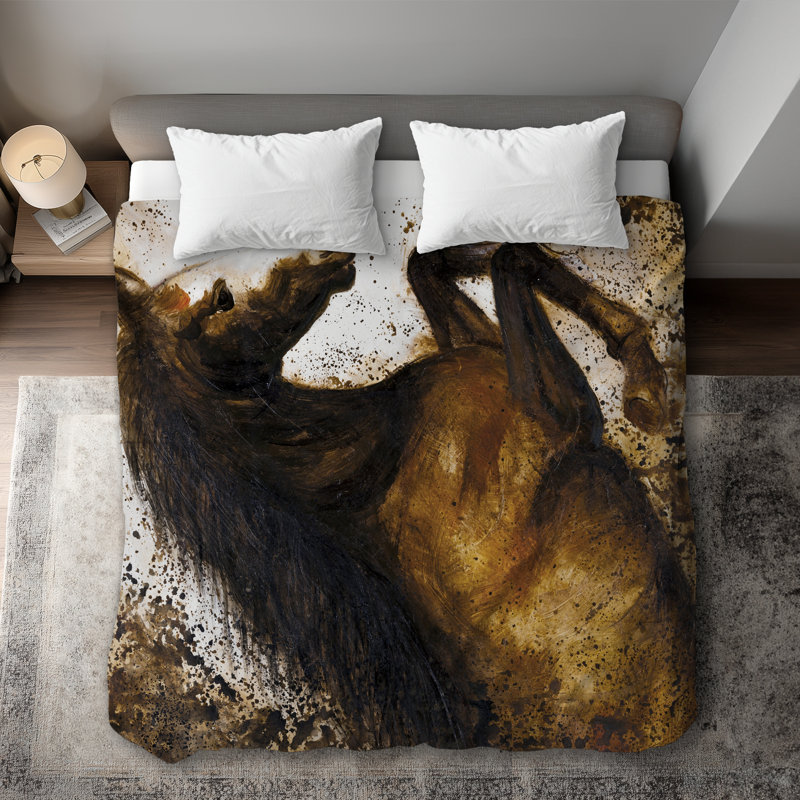 Horse Rushing into Dust King Duvet Cover - Contemporary Decor