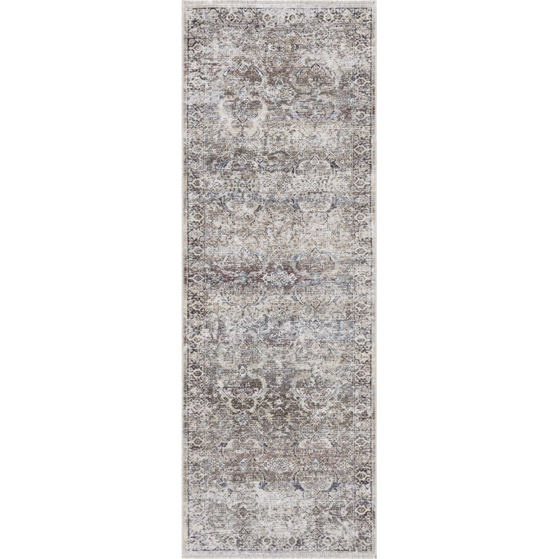 Jaelyne Boho Machine Washable Green Oriental Area Rug, Runner 2'7" x 15'