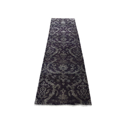 2'5" x 9'8" New Hand Knotted Brown Wool & Silk Runner Oriental Rug - MOA10287251