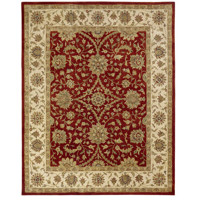 Wool Oriental Area Rug in Red/Beige