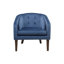 Fauteuil d'appoint en velours bleu, structure Mid-Century avec revêtement, base en bois massif