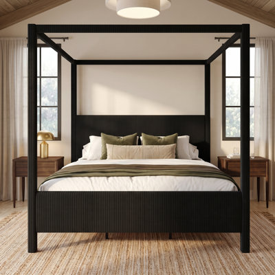 Lit à plateforme tapissier avec velours côtelé Cordfell