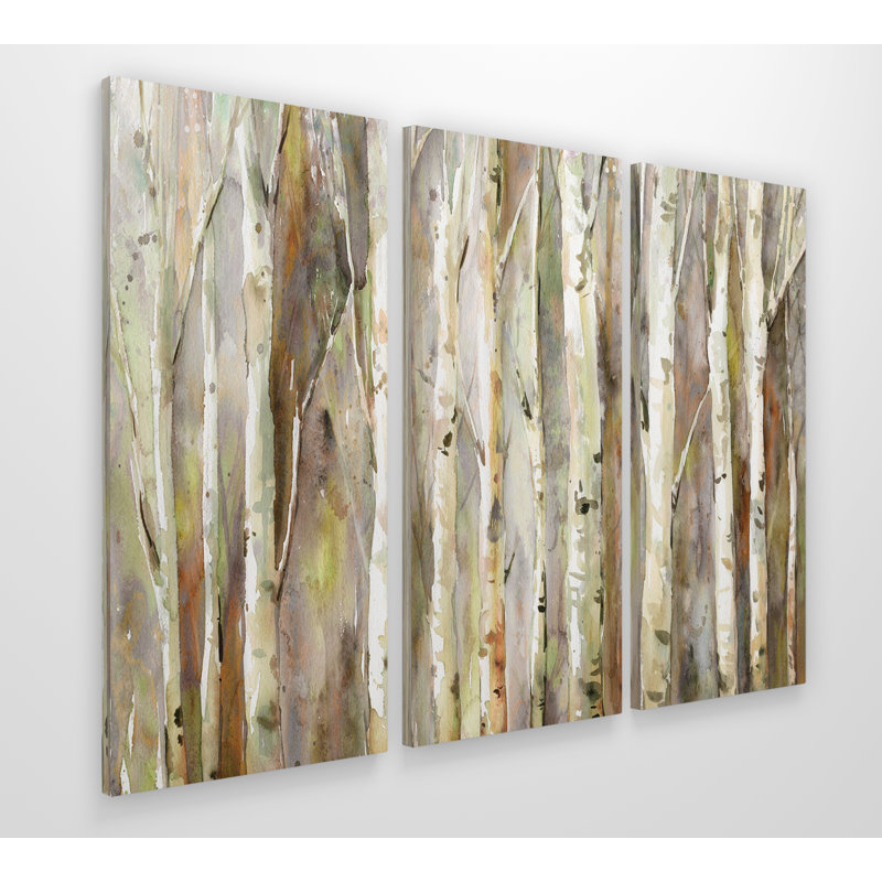 " Birch Path " 3 - Pieces, 32" H x 48" W x 1.5" D
