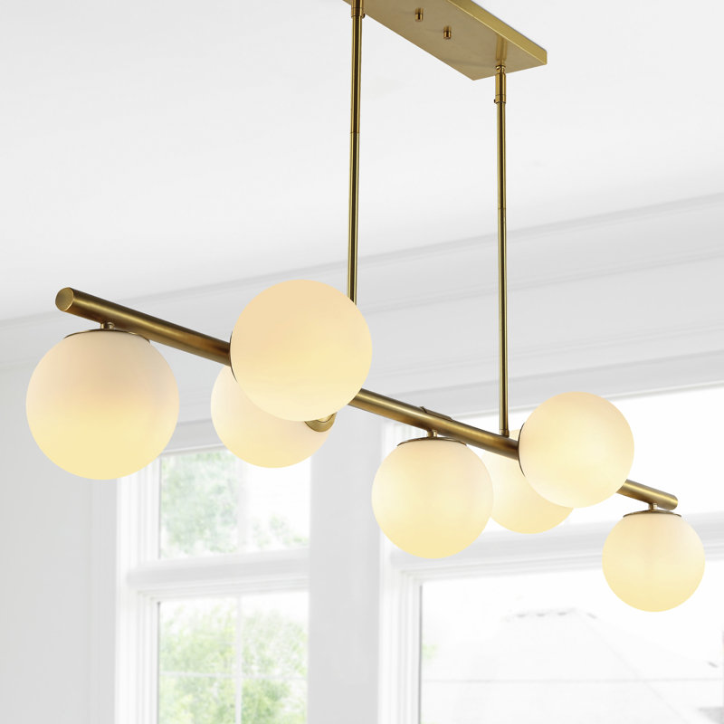 Demetria 7 - Light Kitchen Island Pendant, Brass Gold, White