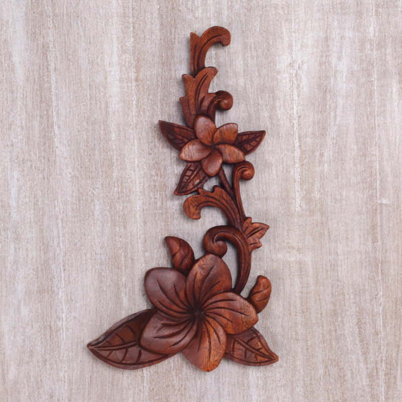 Handmade Traditional Plants & Flowers Wall Decor on Solid Wood