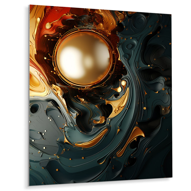 Encre liquide rouge et noire Abstraction II - encre liquide, art mural abstrait en métal, H 40 po x l 30 po x P 1,5 po
