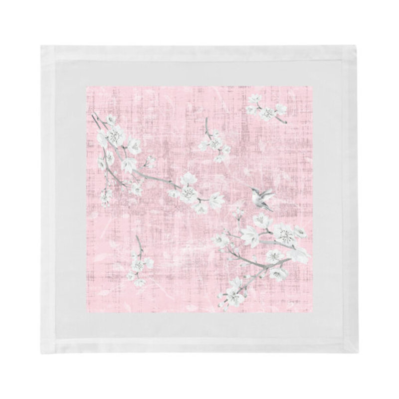 Blossom Fantasia Cotton Blend Square Napkins, Soft Pink