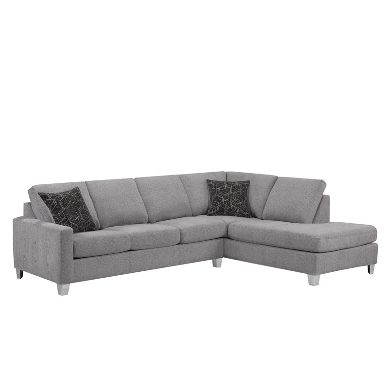 Canapé modulaire de 84 po faisant face à la droite 84 po, 100% polyester argenté