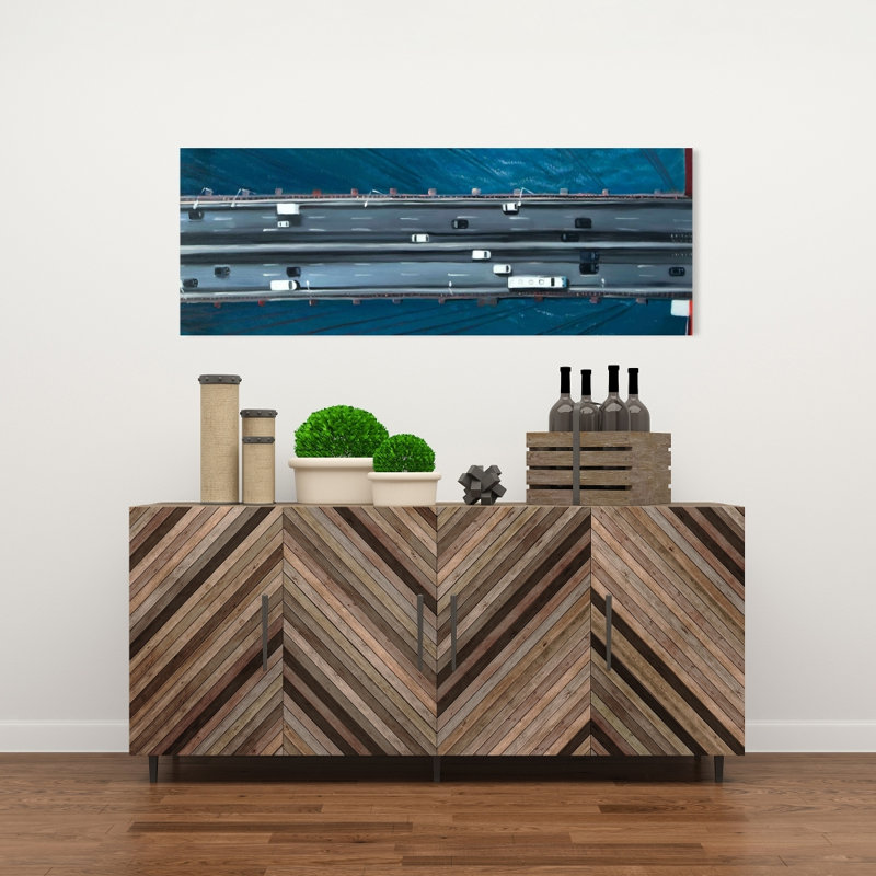Toile Golden Gate avec vue aérienne - décor bleu mer