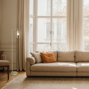 Lampe sur pied arquée en métal avec abat-jour en verre 61 po Liza