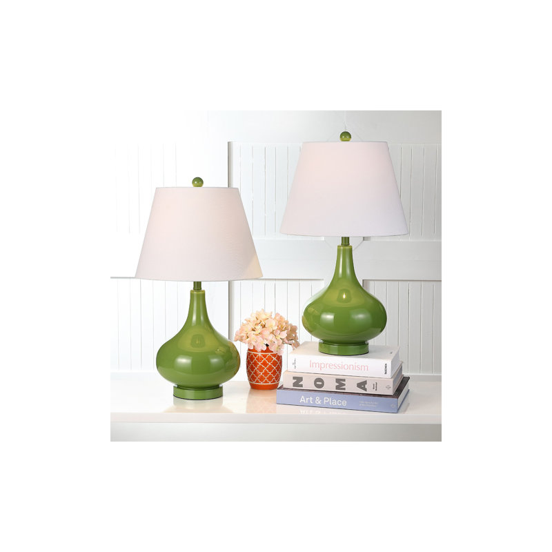 Akeim Glass Table Lamp, Fern Green