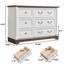 Commode 6 tiroirs style campagnard avec base en bois rustique, commode de rangement pour la chambre à coucher, le salon, belle et robuste