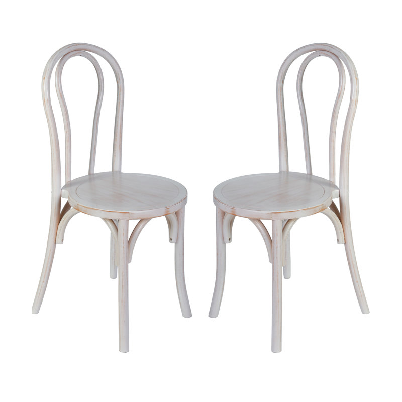 Commercial Solid Wood Stackable Dining Chair With Fixed Floor Glides, Brown, 2