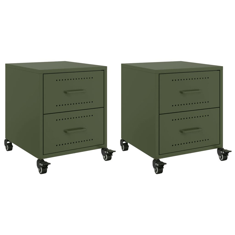 Anadalay 36cm W Steel Bedside Table, Olive Green