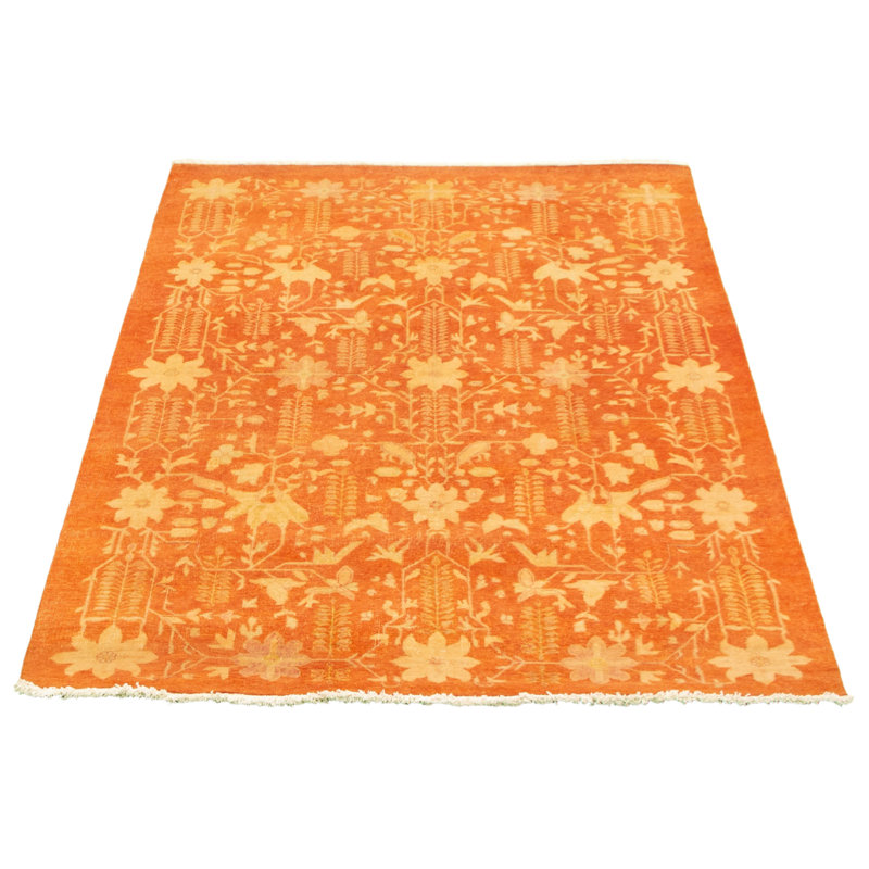 Tapis décoratif en laine de conception unique noué à la main New Age 5 pi 2 po x 7 pi 8 po délavé