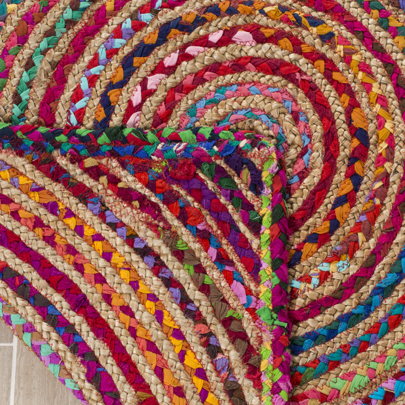 Herzig Geometric Handmade Flatweave Jut/Sisal/Cotton Red/Multi Area Rug Area Rug, Rectangle 3' x 5'