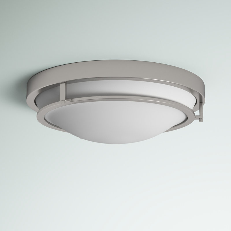 Plafonnier encastré simple à 2 lumières de 13 po Aaru, Nickel brossé