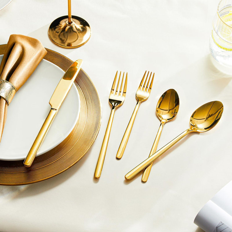 Gold Silverware Set, 40 Piece Flatware