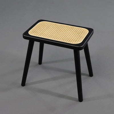 Ascano Natural Rattan Top Wood Stool, with Portable and Detachable Legs, Handcrafted Wood Stool, Lightweight Stool, Hand Woven, Comfortable Support (R by Bay Isle Home