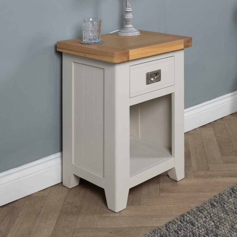 Altti 47cm W Solid Wood Bedside Table, White