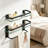 2-Tier Tempered Glass Wall Shelf 15.7 Inch with Towel Bar, Rustproof Metal Floating Storage Rack for Bathroom Kitchen Bedroom-709236933