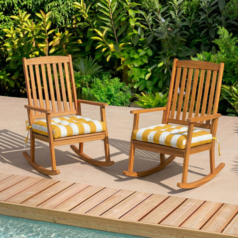 Ensemble de coussins de chaise d'extérieur, 2, Yellow/White Striped