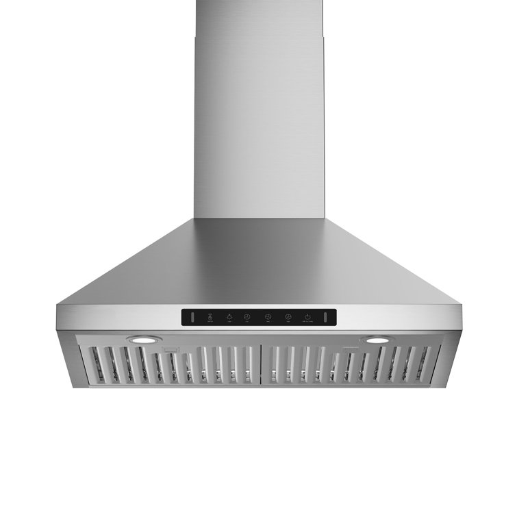 VIKIO 36" 900 CFM Convertible Wall Mount Range Hood in Stainless Steel with LEDS, Charcoal Filter and Gesture Control