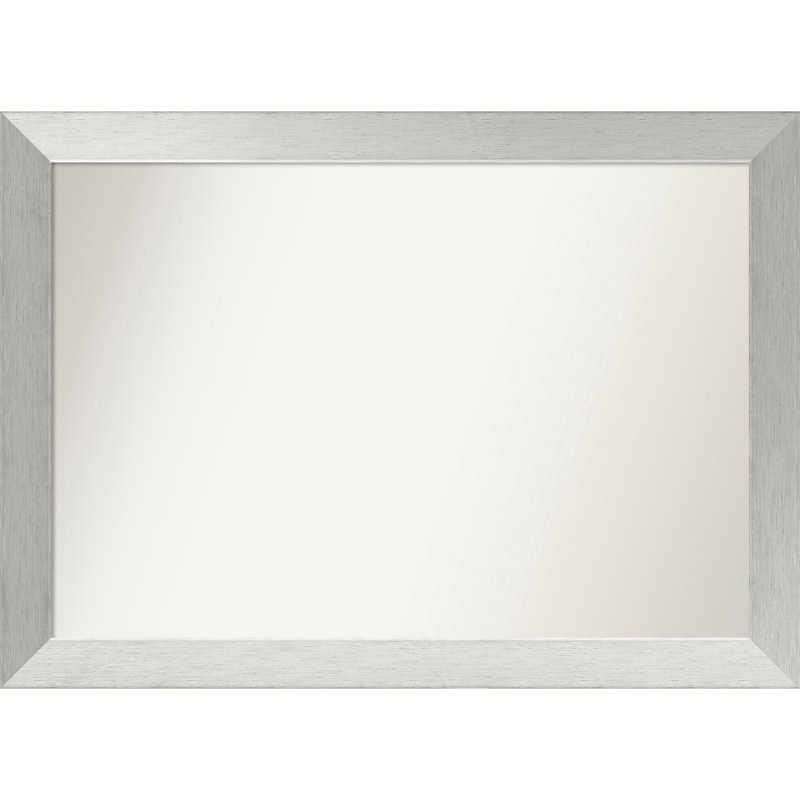 Miroir de salle de bain mural en argent brossé sans cadre, Rectangle, 26 po x 36 po