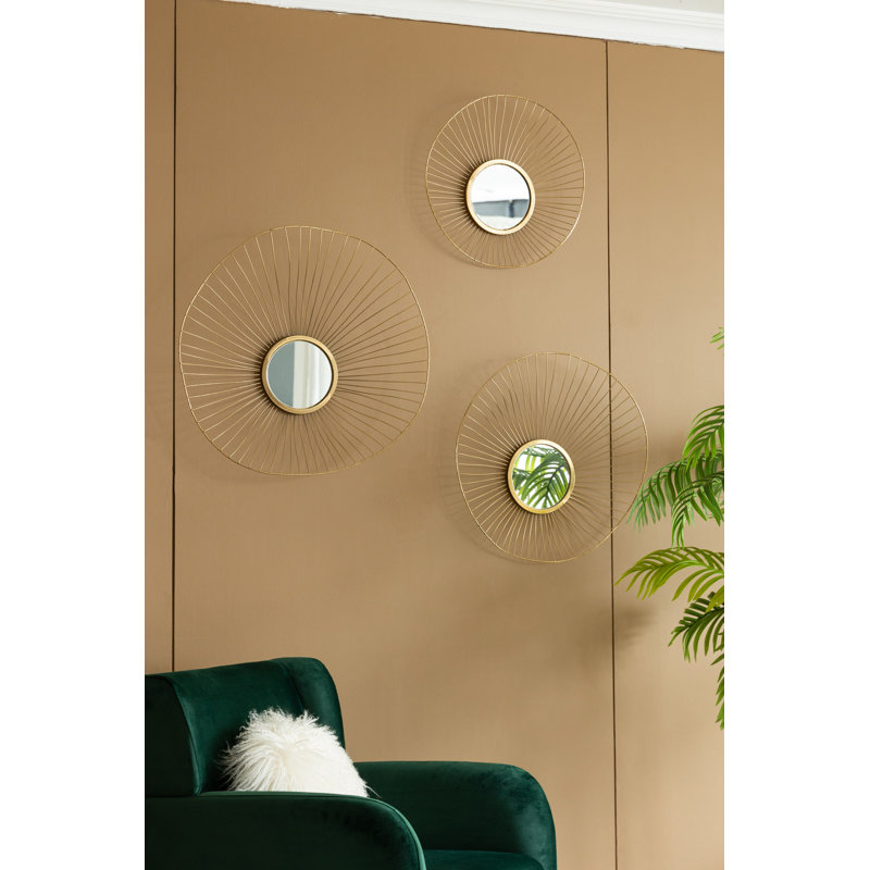 Ensemble de 3 miroirs muraux abstraits conçus pour le bureau personnel