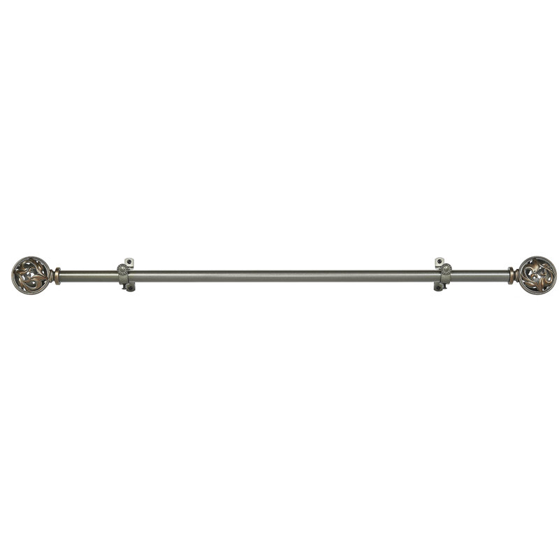 Tringle à rideaux simple réglable en nickel satiné Solomon, De 28 po à 48 po de largeur