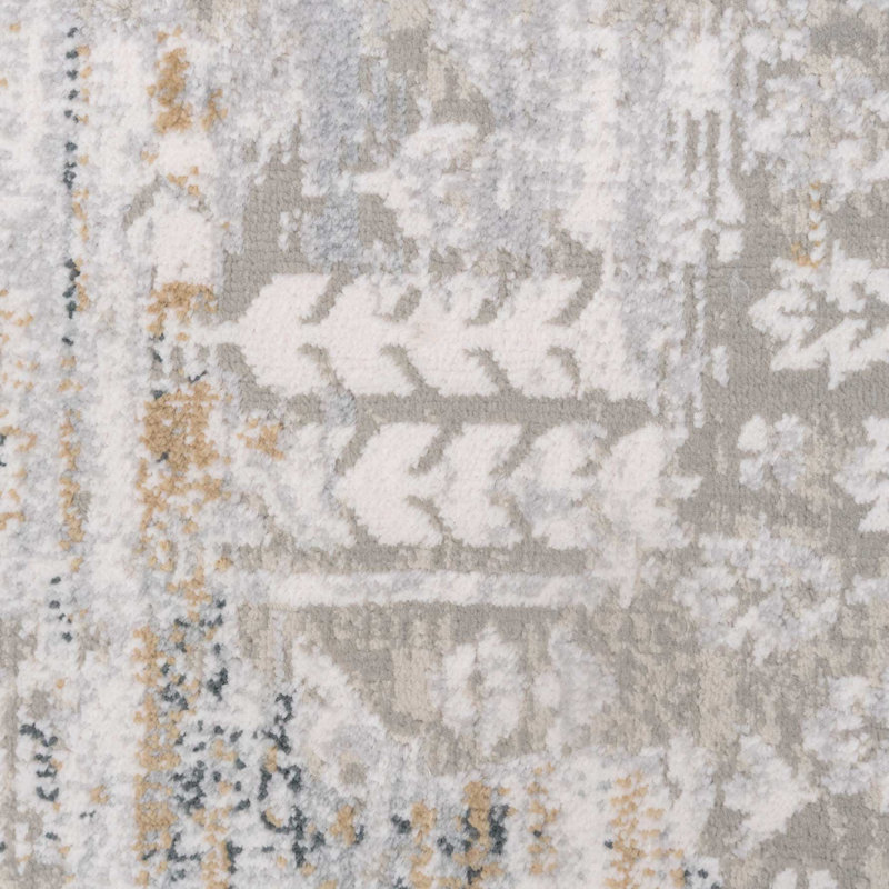 Aukai Distressed Mottled Grey Area Rug, Rectangle 80 x 150cm