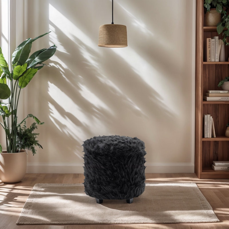 Upholstered Faux Fur Cube