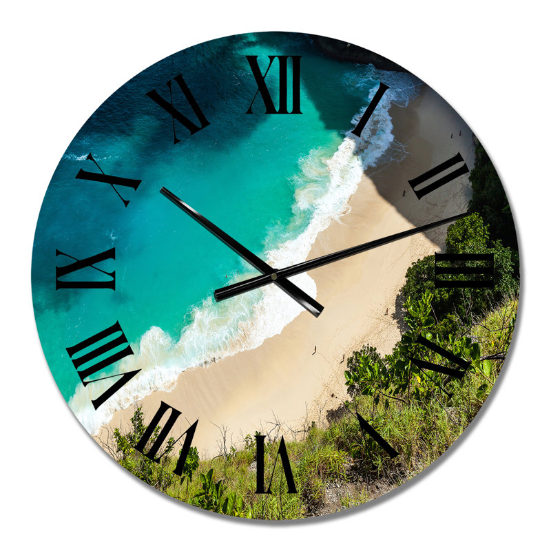 Vue aérienne de la plage tropicale V - horloge murale nautique et côtière, Petit
