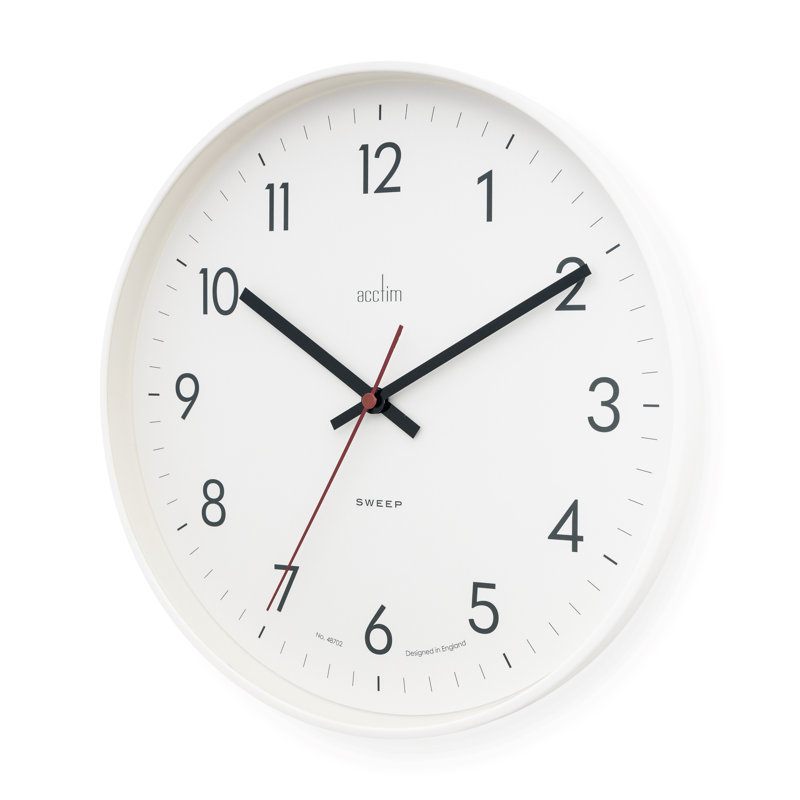 Acctim Non-Ticking Sweep Sleek Wall Clock, White